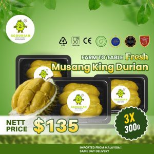 [3 Boxes] Musang King Fresh MSW Durian (300g/box) | Dehusk | Same Day Delivery